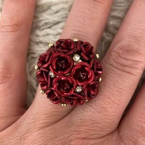 Red Floral Cluster Ring - Women's Jewelry